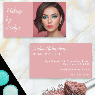Rosa Weiß Schrift Foto Make-up Visitenkarte
