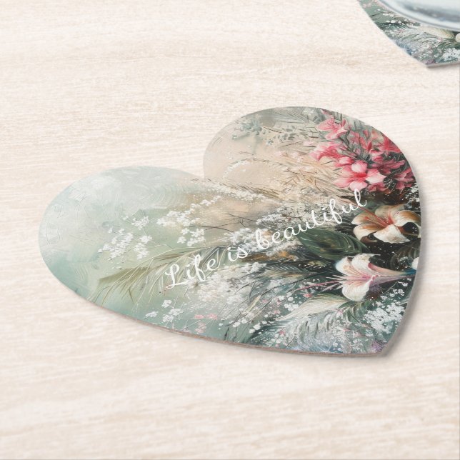 Rosa, weiß, tropisch untersetzer (angewinkelt)