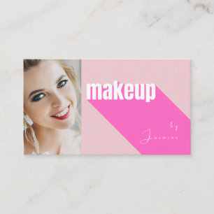 Rosa Weiß Typografie Einfache Foto Make-up Visitenkarte