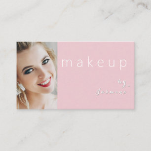 Rosa Weiß Typografie Einfache Foto-Make-up Visitenkarte