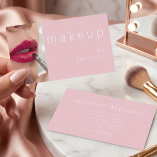 Rosa Weiß Typografie Einfache Foto-Make-up Visitenkarte