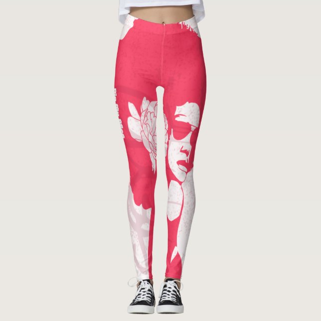 Rosa, weiß und Graffiti afro Leggings (Vorderseite)