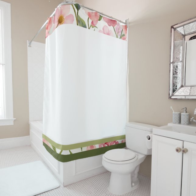 Rosa Weiß und Grün Duschvorhang (Beispiel)