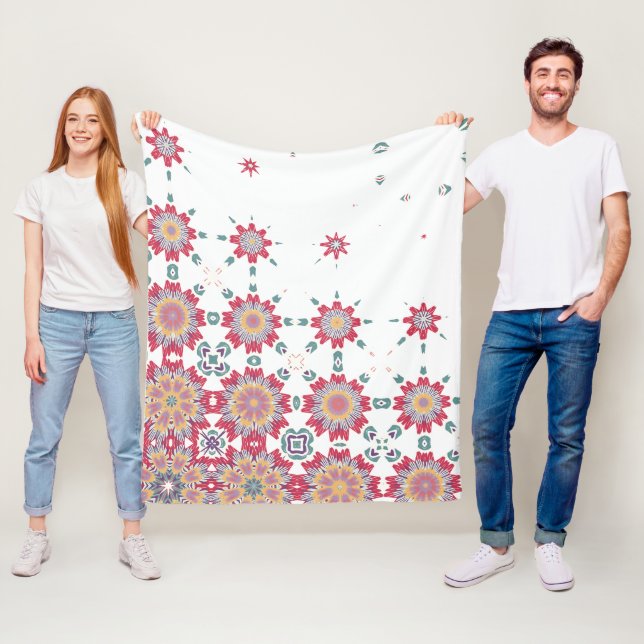 Rosa, weiß und Lila Aquarellfarben Blumendesign Fleecedecke (Beispiel)