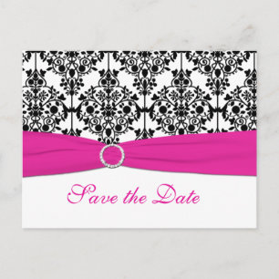 Rosa, Weiß und Schwarz-Save the Date-Postkarte Ankündigungspostkarte