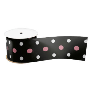 Rosa weiß und schwarze Punkte Satinband