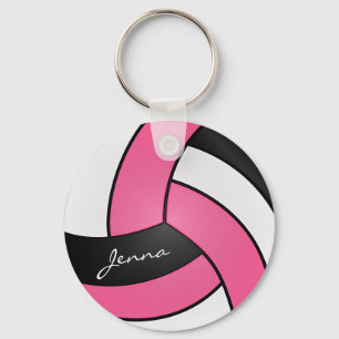 Rosa, Weiß und Schwarzer Volleyball Schlüsselanhänger