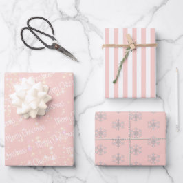 Rosa | weiß | Weihnachten Geschenkpapier Set