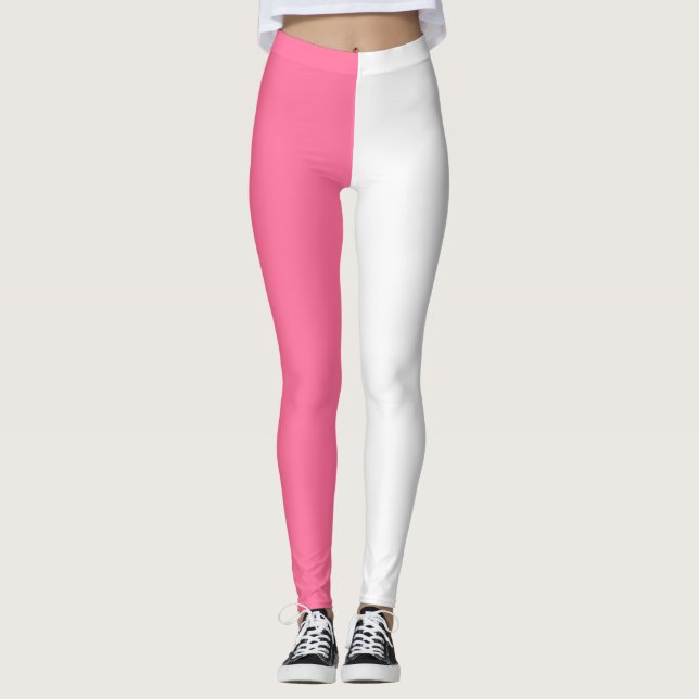 Rosa, weiß, zweifarbig gespalten leggings (Vorderseite)