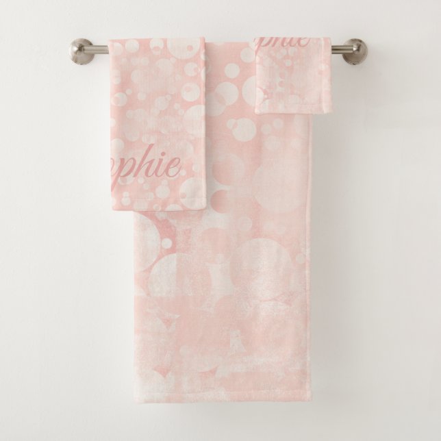 Rosa weiße Blasen Polka Punkte gürrisch Badhandtuch Set (Insitu)