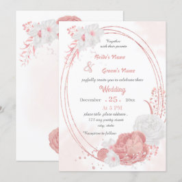 rosa-weiße Blume botanische geometrische Hochzeit Einladung