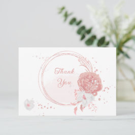 Rosa-weiße Blume botanische Hochzeit Dankeskarte