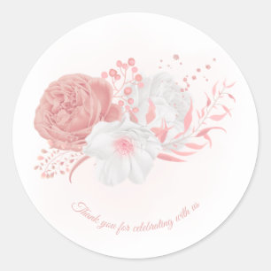 Rosa-weiße Blume botanische Hochzeit Runder Aufkleber