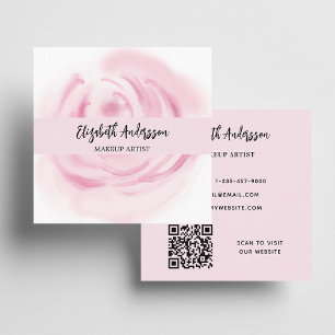 Rosa weiße Blume Foto QR Logo Quadratische Visitenkarte