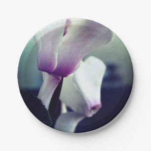 Rosa weiße Blume Foto Teller für benutzerdefiniert