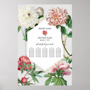 Rosa, weiße Blume Hochzeitskizze Poster
