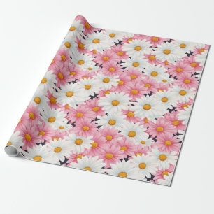 Rosa Weiße Blumen Ästhetische Grafik Geschenkpapier