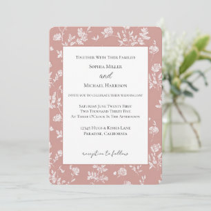 Rosa Weiße Blumen Hochzeit Einladung