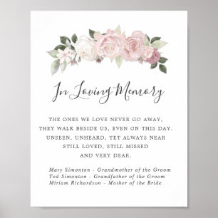 Rosa weiße Blumenhochzeitsgedenkzeichen Poster