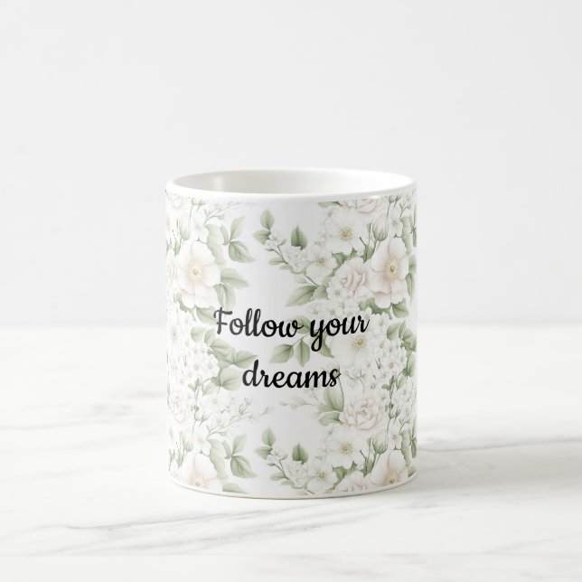 Rosa Weiße Blüte Kaffeetasse (Mittel)