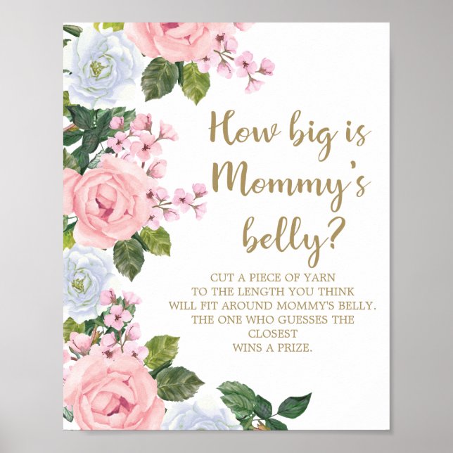 Rosa weiße Blüte wie groß ist Mama's Bauch Poster (Vorne)