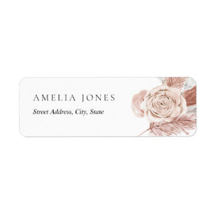 Rosa weiße Boho-Blume - Adressenaufschrift