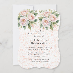 Rosa Weiße botanische Rose Bridesmaids Luncheon Einladung