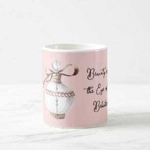 Rosa weiße Bronze Parfümflasche Schönheit Kaffeetasse