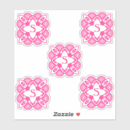 Rosa Weiße Elegante Monogram 4Sarah Aufkleber