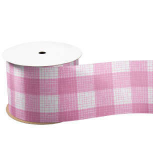 Rosa-weiße, fett karierte Karo-Design  Satinband