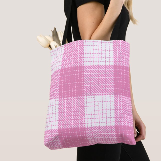Rosa-weiße, fett karierte Karo-Design  Tasche (Von Creator hochgeladen)