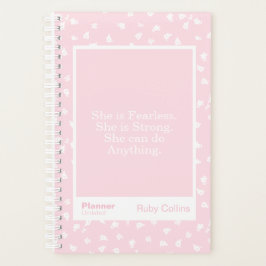 Rosa/Weiße Floral-Blockzitat | Vollständig anpassb Planer