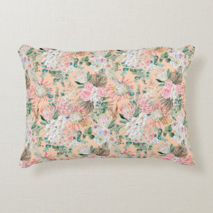 Rosa weiße florale Boho-Eukalyptus-Trend Dekokissen