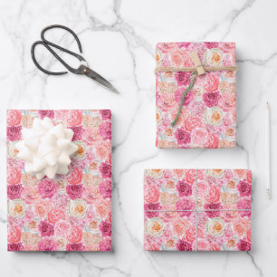Rosa weiße florale Geburtstagsfeier für ihre Braut Geschenkpapier Set