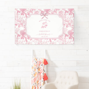 Rosa Weiße Florale Rosen Chinoiserie Brautdusche  Banner