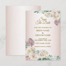 Rosa Weiße Florale Wasserfarbe Grün Hochzeit