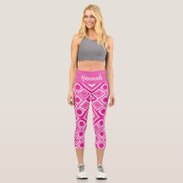 Rosa Weiße Geometrie Hochwaisted Capris