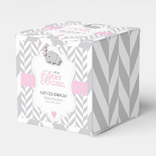 Rosa, weiße graue Elefant-Babyparty Geschenkschachtel