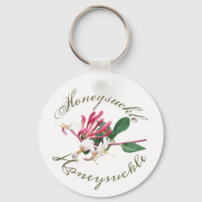 Rosa Weiße Grüne Hübsch Honeysuckle Schlüsselanhänger (Vorderseite)