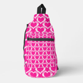Rosa Weiße Herzen Muster Crossbody Bag