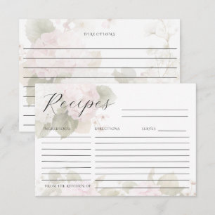 Rosa Weiße Hortensien Elegante Rezeptkarte RSVP Karte
