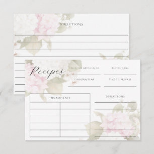 Rosa weiße Hortensien Elegante Rezeptkarte RSVP Karte