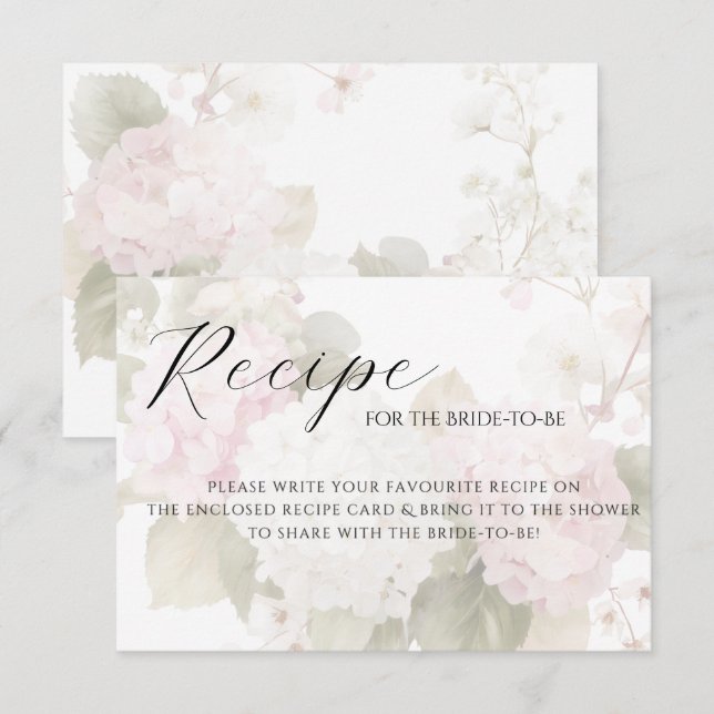 Rosa weiße Hortensien Elegante Rezeptkarte RSVP Karte (Vorne/Hinten)