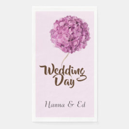 Rosa-weiße Hydrangea-Blume am Hochzeitstag Serviette