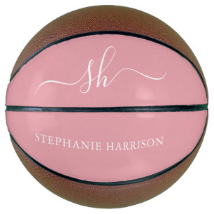 Rosa-weiße Individuelle Name Monogramm Basketball