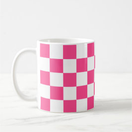 Rosa-weiße karierte Druckmuster Kaffeetasse