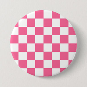 Rosa Weiße Karierte Karomuster Button