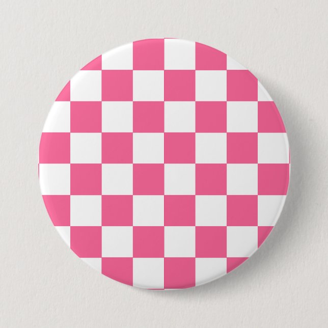 Rosa Weiße Karierte Karomuster Button (Vorderseite)