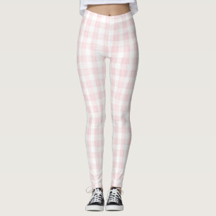 Rosa Weiße Karierte Streifen Leggings