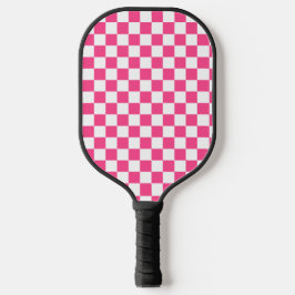 Rosa-weiße Karooptik Pickleball Schläger